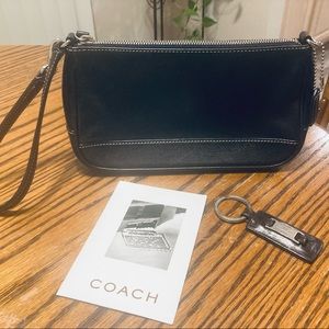 Authentic COACH black clutch with key fob